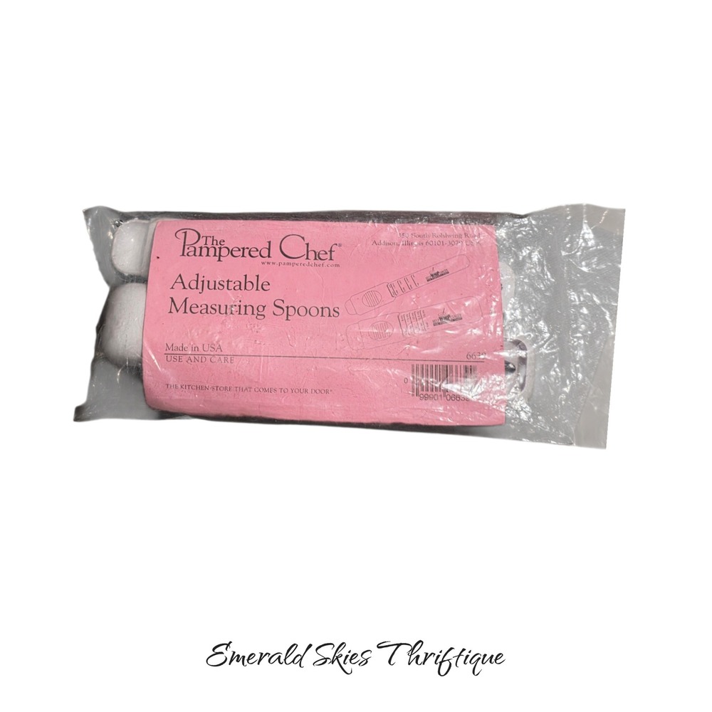 The pampered chef breast cancer adjustable measuring spoons, set of 2 free ship